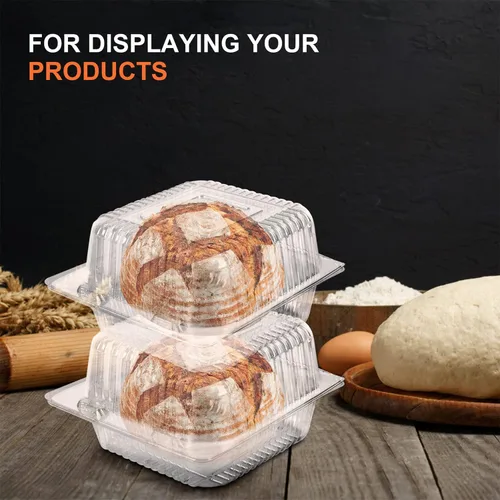 Miniatura 5 de 100 Piezas Recipientes de Plástico Transparente para Llevar, Recipiente Desechable Tipo Almeja para Postres con Tapa, para Ensaladas, Pasta