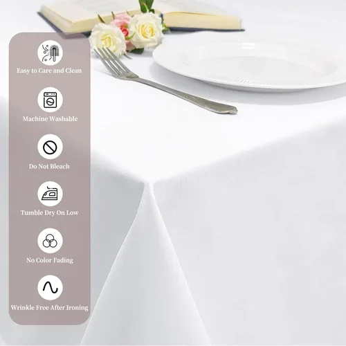 Miniatura 5 de 12 paquetes de manteles blancos, 52 x 52 pulgadas, manteles lavables de poliéster resistentes a manchas y arrugas para mesas cuadradas, mantel