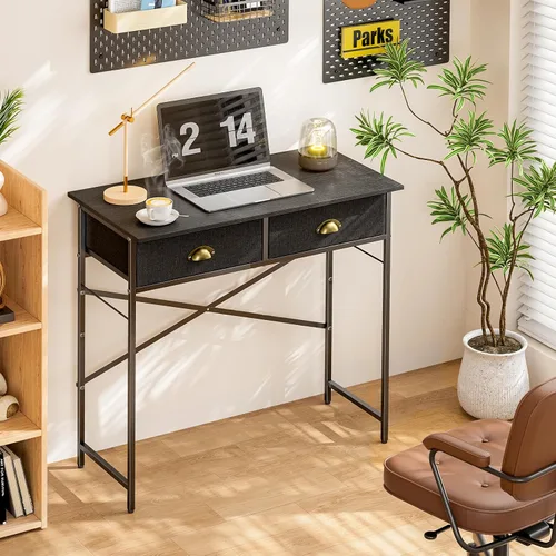 Miniatura 3 de DAOUTIME - Escritorio negro para escribir para dormitorio de niños, escritorio pequeño de 31.5 pulgadas para computadora para espacios pequeños