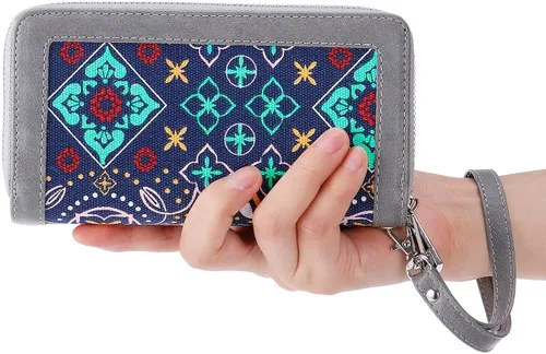 Miniatura 7 de HAWEE - Cartera para teléfono celular, con dos cierres y correa larga extraíble para la muñeca, para mujer