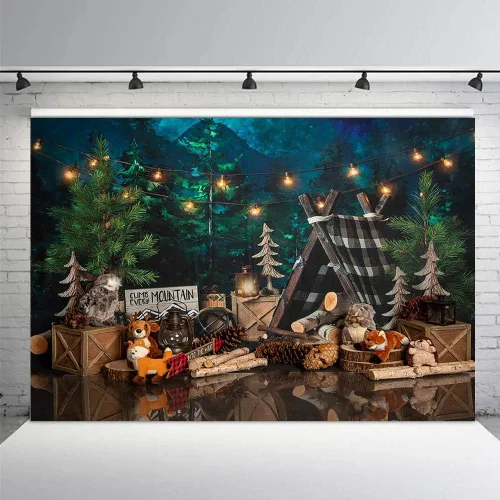 Miniatura 2 de MEHOFOTO - Telones de fondo para fiesta de primer cumpleaños de 7 x 5 pies, safari en la selva, para bebé, tienda de campaña para fotografía