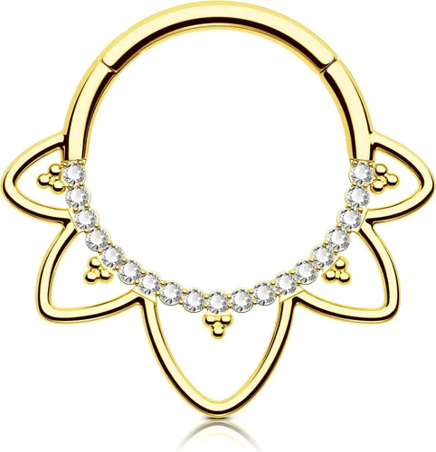 Miniatura 11 de OUFER Joyería para Piercing Daith, Aretes Daith de Acero Inoxidable 316L, Arete de Aro Daith con Diseño de CZ Transparente 16G, Joyería