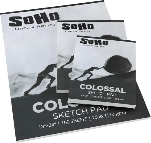 Miniatura 5 de SoHo Urban Artist Colossal - Bloc de bocetos de 11 x 14 pulgadas, encuadernado con cinta para artistas, medios secos, grafito, estudiantes y más.