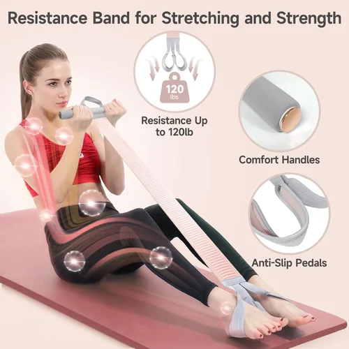 Miniatura 2 de Banda de resistencia de tela con asas, banda de ejercicio de cuerpo completo de 120 libras, bandas elásticas antideslizantes para entrenamiento