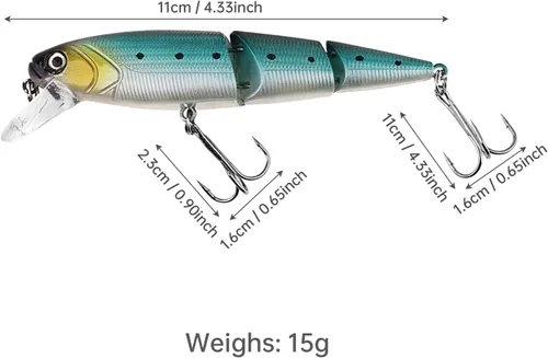 Miniatura 5 de 4 señuelos de pesca articulados, cebos de natación realistas multiarticulados, cebos duros, cebo de agua superior, cebo de hundimiento lento