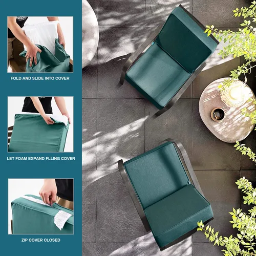 Miniatura 4 de ARTPLAN Cojines de asiento profundos para muebles de exterior, juego de cojines de asiento gruesos de 24 x 24 x 6 pulgadas, cojines de asiento