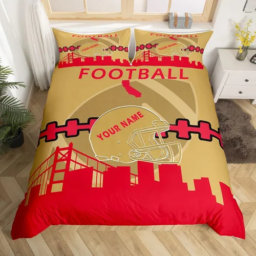 Miniatura 21 de Erosebridal Juego de funda de edredón personalizada para niños y niñas, juego de cama de jugadores de fútbol, funda de edredón de rugby con 1 funda