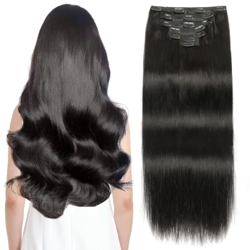 Miniatura 22 de Sisily - Extensiones de cabello con clip de cabello humano real, 30 cm 70 g, balayage de marrón chocolate a rubio, 100% cabello humano Remy