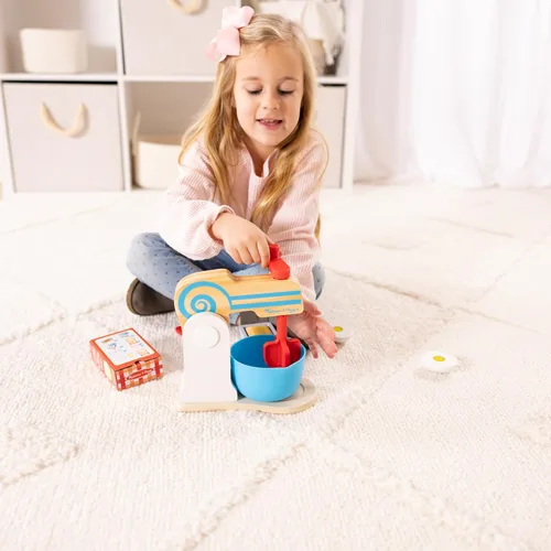 Miniatura 3 de Juego de batidor de madera para tortas de Melissa & Doug, 11 piezas, accesorios de comida y cocina, individual, Multicolor