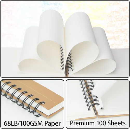 Miniatura 5 de Crehatos Cuaderno de bocetos pequeño de 5.5 x 8.5 pulgadas, bloc de bocetos encuadernado en espiral superior, 100 hojas cada uno de papel de dibujo