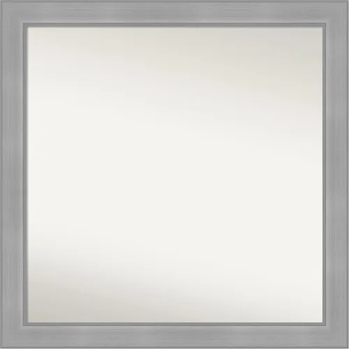 Miniatura 372 de Amanti Art Espejo de baño plateado para sobre el fregadero, 24 x 24 pulgadas, espejo cuadrado de peltre forjado a medida, marco de madera casual