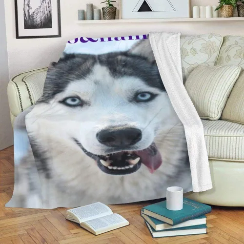 Miniatura 2 de Manta personalizada con nombre de foto, manta personalizada de perro pastor alemán de forro polar súper suave para sofá, cama (50 x 60 pulgadas)