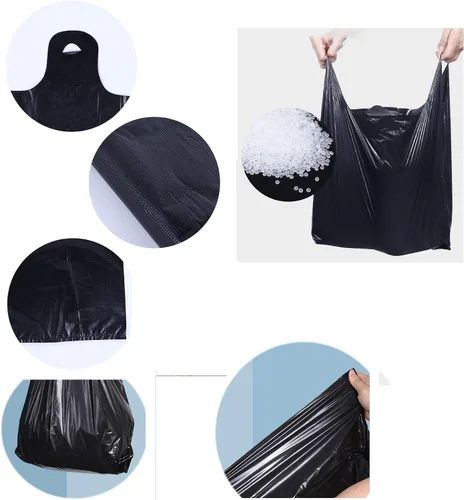 Miniatura 7 de YYaaloa 100 bolsas de basura negras con asas – Bolsas de basura de plástico supergruesas de 1.8 mil de 14 x 22 pulgadas para oficina, picnic