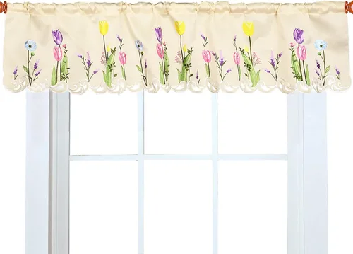 Miniatura 11 de Cenefa de Cortina de Ventana de Cocina con Bolsillo para Barra Bordada de Bastón de Caramelo de Navidad y Fiestas A 58 × L 14 Pulgadas