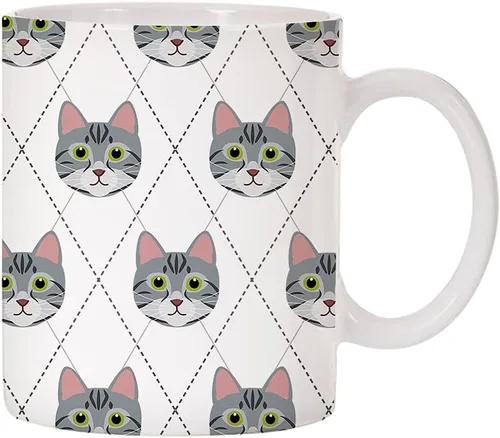 Miniatura 3 de Adorable Cat Breed Design Argyle Pattern Taza de café de cerámica (abisinian)