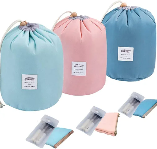 Miniatura 12 de INVODA Bolsa de cosméticos con cordón, bolsa de maquillaje de viaje para mujer, bolsa de aseo portátil con cordón, bolsa organizadora de maquillaje