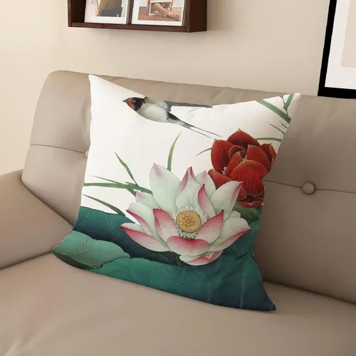 Miniatura 6 de Funda de almohada con estampado digital de loto zen chino, diseño de doble cara para sofá, sala de estar, decoración de dormitorio