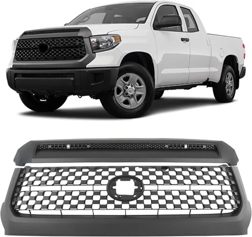 KARPAL Moldura de protuberancia del capó y rejilla del parachoques delantero Compatible con Toyota Tundra 2014-2021 53101-0C041 76180-0C030 Negro
