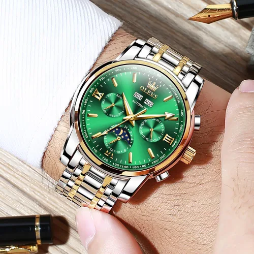 Miniatura 12 de OLEVS Relojes automáticos para hombre, esqueleto mecánico, de lujo, a la moda, reloj de pulsera luminoso impermeable
