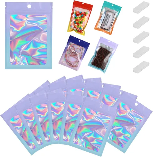 Miniatura 12 de 400 bolsas de Mylar resellables de 4 x 5 pulgadas, color negro, para almacenamiento de alimentos, bolsa resellable de Mylar con ventana transparente