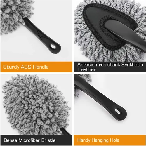 Miniatura 3 de MoKo Plumero para automóvil, paquete de 2 cepillos de microfibra súper suave, juego de cepillos para detalles de salpicadero, limpieza