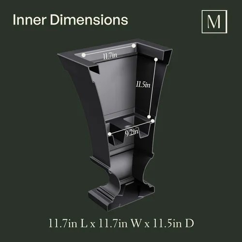 Miniatura 7 de Mayne Vienna - Maceta de urna de 25 pulgadas de alto, color negro, 16 pulgadas de largo x 16 pulgadas de ancho x 25 pulgadas de alto, con depósito