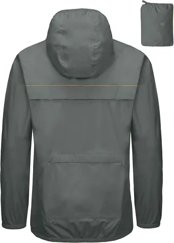 Miniatura 2 de Little Donkey Andy Chaqueta de lluvia elástica para hombre con capucha, resistente al viento y al agua, plegable