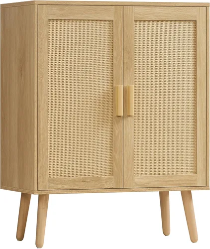 Miniatura 7 de Iwell Armario de baño, armario de almacenamiento de baño con 2 puertas y 3 estantes, 3 alturas disponibles, para sala de estar, entrada, cocina