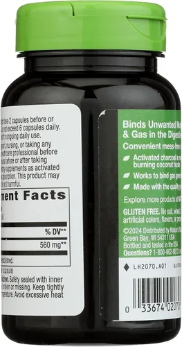 Miniatura 2 de Nature's Way Carbón Activado, une materiales y gases no deseados en el tracto digestivo*, 560 mg por porción de 2 cápsulas, 100 cápsulas