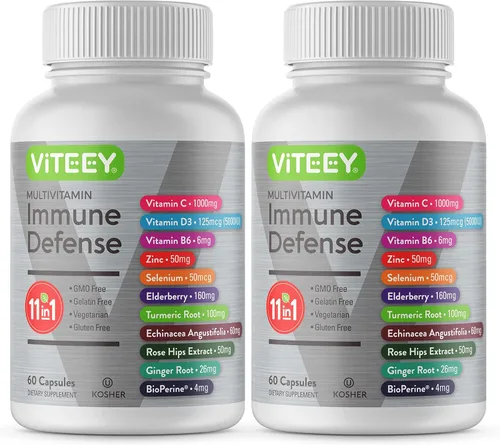 Suplemento multivitamínico de defensa inmunológica 11 en 1 – Cápsulas de refuerzo inmunológico con vitamina D3, vitamina B6, equinácea, cúrcuma,