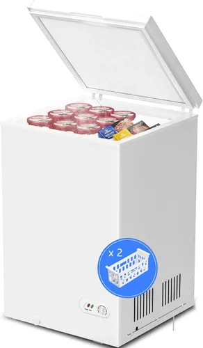 Miniatura 12 de Kismile Congelador de pecho de 3.5 pies cúbicos con 2 cestas extraíbles, parte superior abierta, puerta abierta, congelador profundo compacto
