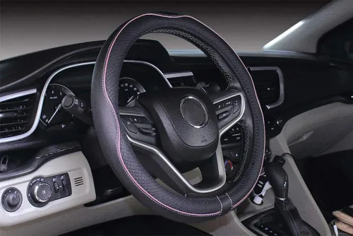 Miniatura 9 de Cubrevolante de imitación de cuero para el volante de auto, 2019, de microfibra, extragrande de 17, 18 y 19 pulgadas para camiones grandes