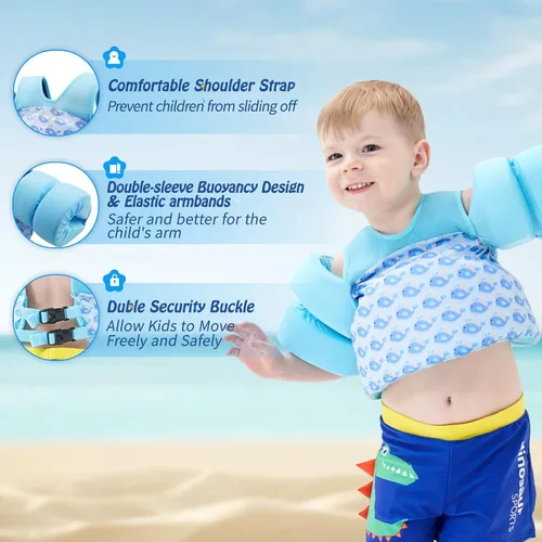 Miniatura 4 de COVACURE Toddler Swim Vest - Swim Float for Girls and Boys 22-66lbs, Toddler Floaties for Child Learn Swiming Training, Infant Safety Swim Aid
