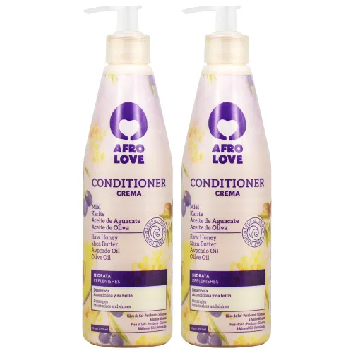 Afro Love Acondicionador de 16 onzas (paquete de 2) – Hidratante y nutritivo para cabello natural, rizado y enroscado – Infundido con aguacate,