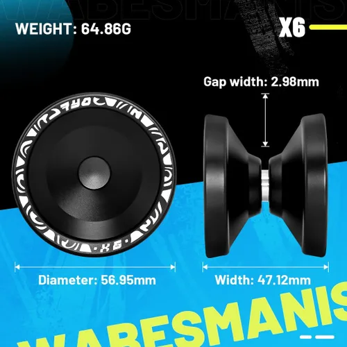 Miniatura 2 de X6 Yoyo profesional de trucos para niños y principiantes, Yoyo 6061 Responsive Yoyos de aleación de aluminio con rodamiento KK, eje, bolsa, 10