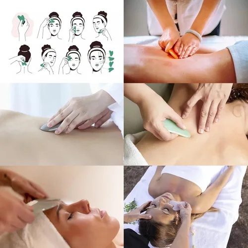 Miniatura 6 de yueton 3 piezas de resina en forma de corazón, imitación jade gua sha, herramienta de masaje facial Gua Sha para tratamiento facial y corporal