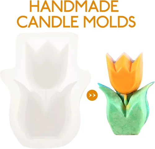 Miniatura 9 de EXCEART Molde de silicona de flores para hacer velas y jabón, seguro, ligero, fácil de usar, molde en forma de flor para velas perfumadas