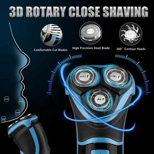 Miniatura 2 de MAX-T Afeitadora eléctrica para hombres, maquinilla de afeitar eléctrica inalámbrica con estuche de viaje, uso húmedo y seco para hombre