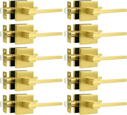 Miniatura 48 de Orger Paquete de 1 manija de puerta de paso negra para pasillo y armario, juego de manijas sin bloqueo, roseta cuadrada sin llave, reversible
