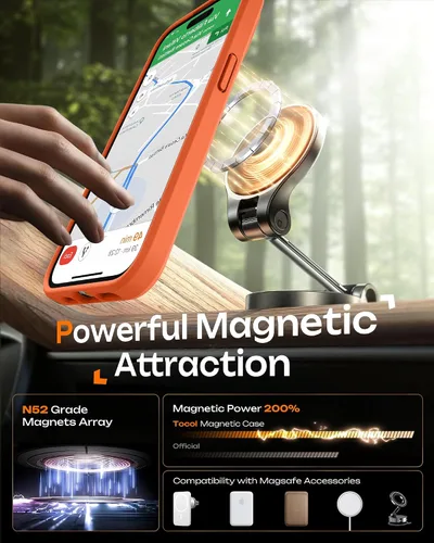 Miniatura 821 de TOCOL Funda para iPhone 11, compatible con Magsafe, protección completa de cámara, imanes integrados, protección contra caídas, funda translúcida