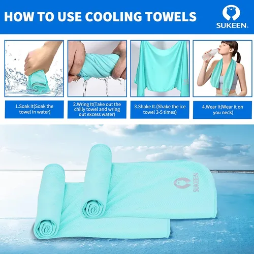 Miniatura 3 de Sukeen Paquete de 10 toallas refrescantes (40 x 12 pulgadas) para sudor, envolturas refrescantes para el cuello, toallas de hielo suaves y Rosa