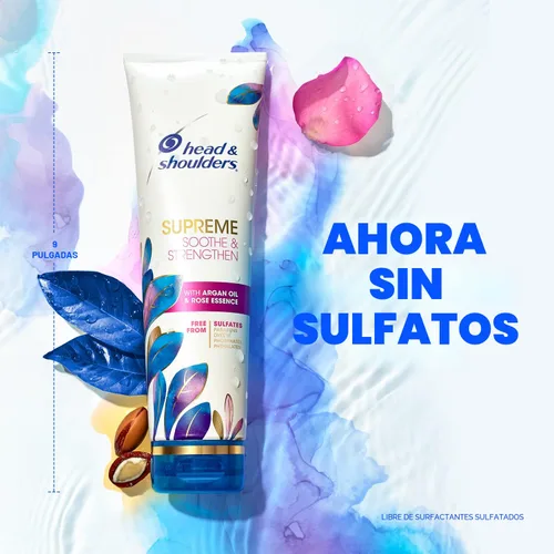 Miniatura 4 de Head & Shoulders Supreme, Champú y acondicionador para el cuidado del cuero cabelludo seco y la caspa, con aceite de argán y esencia de rosa, calma