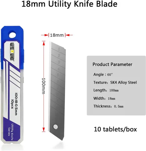 Miniatura 2 de Cuchillas de repuesto de cuchillo utilitario de 0.709 in, cuchillas de acero SK4 a presión de 60 grados para cuchillos de corte retráctiles, hobby