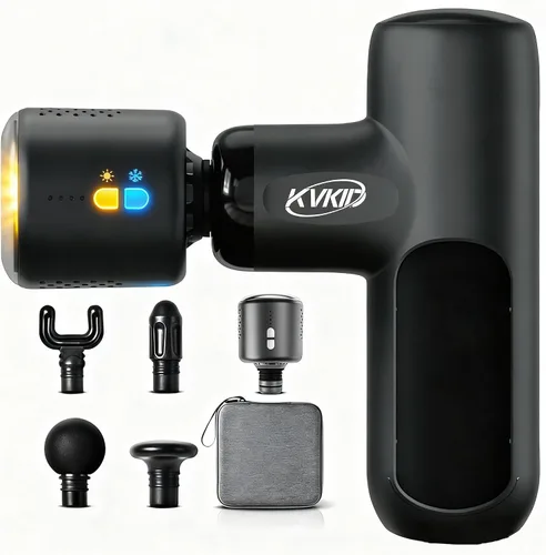 Miniatura 9 de Mini pistola de masaje, masajeador muscular de percusión con 4 accesorios, pistola masajeadora portátil de mano para espalda, dolores musculares