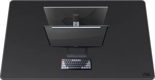 Miniatura 22 de Vyaaa Tapete de cuero para escritorio, 63" x 23.6" pulgadas, protector de escritorio de cuero, impermeable, extra grande, alfombrilla de mouse Negro