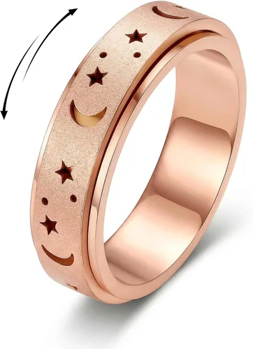 Miniatura 11 de ALEXTINA - Anillo de juguete para ansiedad para mujeres y hombres, giratorio, acero inoxidable, 0.24 y 0.31 pulgadas, alivio de ansiedad, para arco