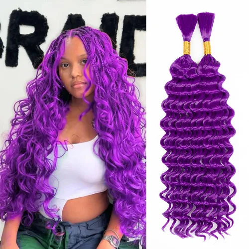 Miniatura 53 de Cabello bohemio para trenzar de 18 pulgadas, 2 paquetes de cabello ondulado profundo a granel para trenzas bohemias, sin trama, extensiones