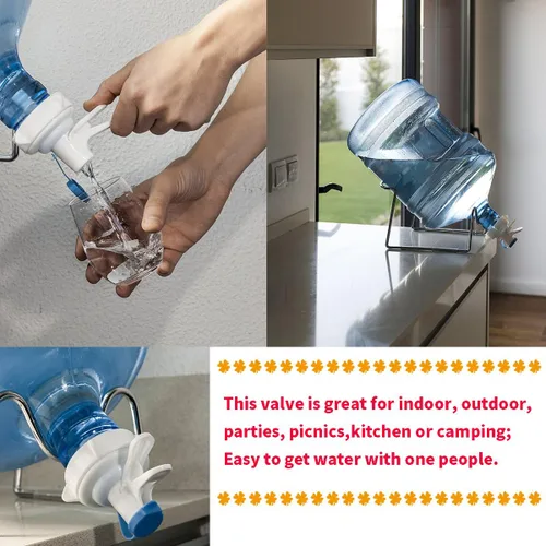 Miniatura 5 de Válvula dispensadora de agua para botellas de 2.165 in, grifo reutilizable de 5 galones con tapa antipolvo, polipropileno de grado alimenticio