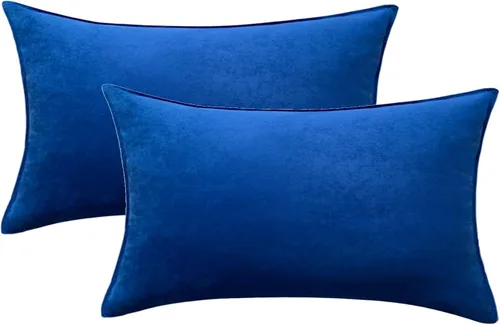 Miniatura 28 de Fancy Homi - Paquete de 2 fundas de almohada decorativas azul real de 14x14 pulgadas para sala de estar, sofá cama, sofá, decoración moderna bohemia