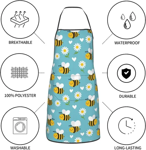 Miniatura 7 de Delantales de cocina divertidos para hombre, mujer, marido, esposa, cocina, restaurante, pintura, jardinería, parrilla, Navidad